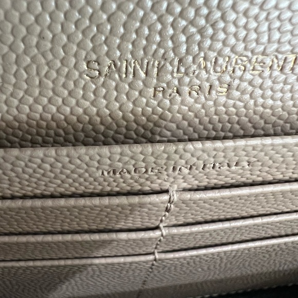 Beige Saint Laurent Cassandre Envelope Flap Wallet on Chain - Picture 9 of 15